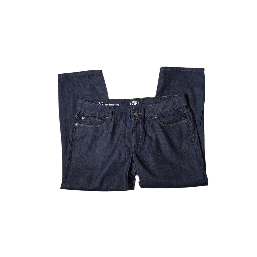 Ann Taylor LOFT Modern Crop Jeans 10 Dark Wash Indigo Denim